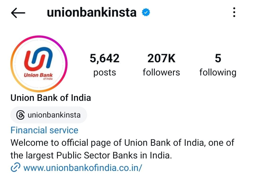 Marketing strategy of Union Bank of India - Union Bank of India Instagram Page