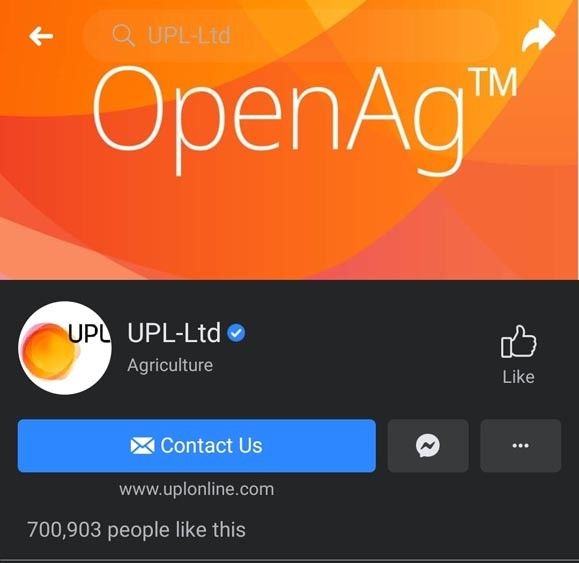 Marketing Strategy of UPL - A Case Study - Social Media Presence - Facebook