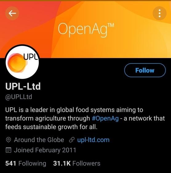 Marketing Strategy of UPL - A Case Study - Social Media Presence - Twitter