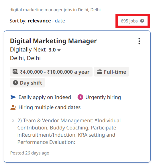Mba In Digital Marketing In Pitampura - Job Statistics