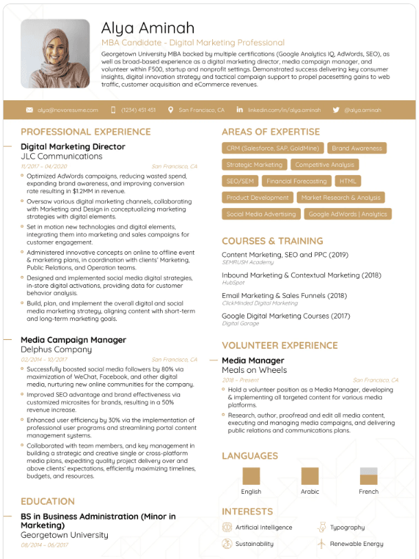 best mba resume samples