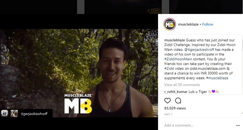 Muscleblaze Marketing Ziddi Hoon Main Tiger Shroff