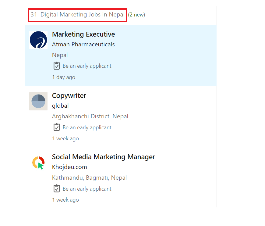 Digital Marketing Jobs in Nepal - Job Statistics 