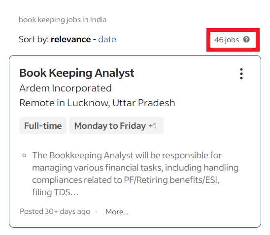 Online courses for housewives - Bookkeeping job statistics