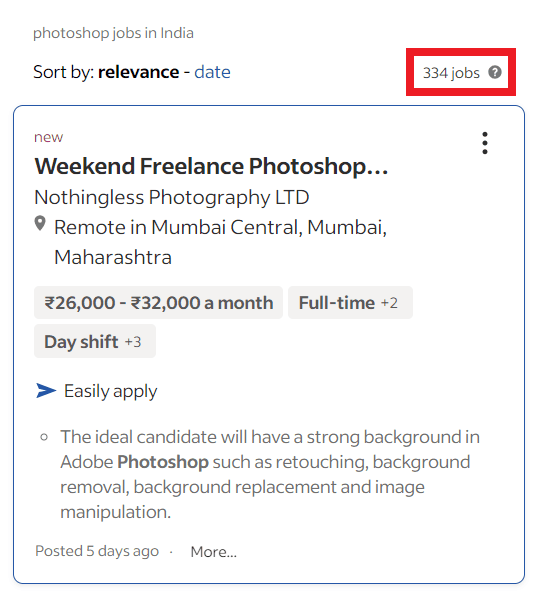 Online courses for housewives - Photoshop job statistics