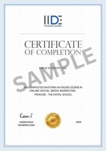 social media marketing courses in Pune - IIDE Certification Sample