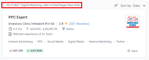 digital marketing courses in patel nagar - job statistics