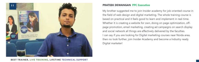 ppc Courses in noida - insider academy student reviews