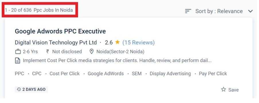 ppc Courses in noida - ppc job statistics