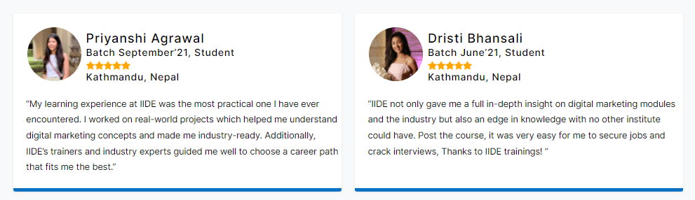 Social Media Marketing Courses in Nepal - IIDE Student Reviews