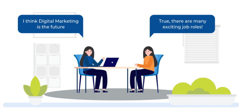 Digital Marketing Salary in Dubai - Two women discussing digital marketing roles