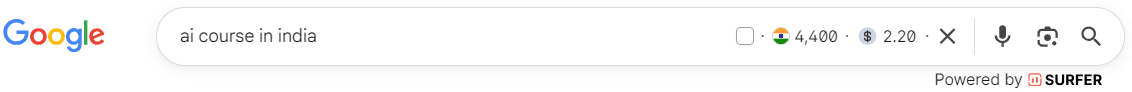 Search volume of the keyword "AI Courses in India", is 4,400 per month