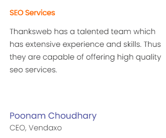 SEO Agencies in Ahmedabad - Thanks Web Client Review