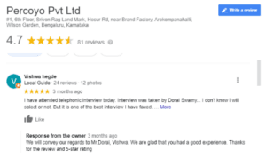 SEO Agencies in Bangalore -Percoyo Client Review