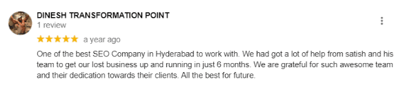 SEO Agencies in Hyderabad - Pyrite Technologies Client Review