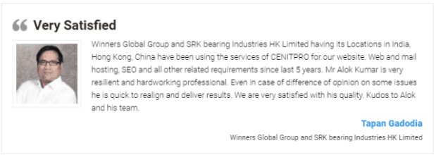 SEO Agencies in Kolkata - Cenit Pro Client Review