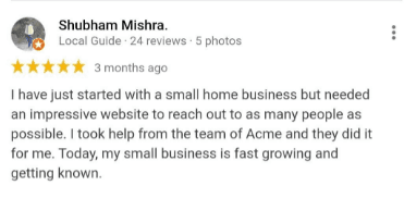 SEO Agencies in Noida - Acme Infolabs Client Review