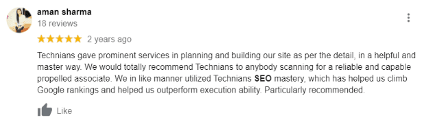 SEO Agencies in Noida - Technians Client Review