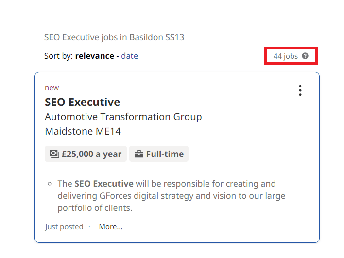 SEO Courses In Basildon- Job Statistics