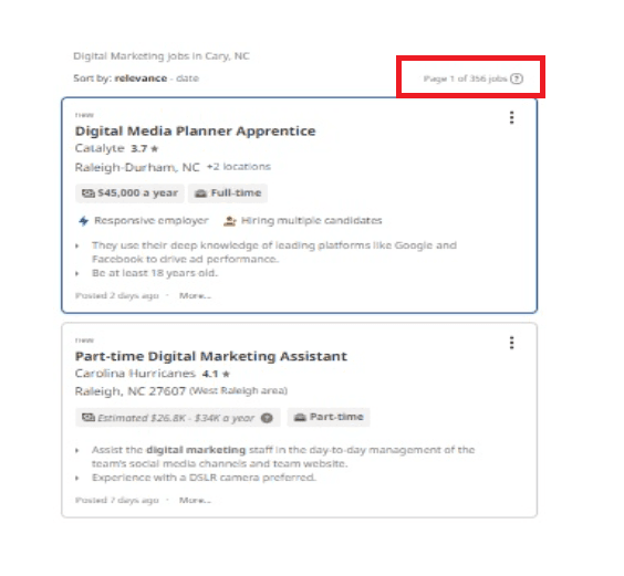 SEO Courses In Cary - Job Statistics