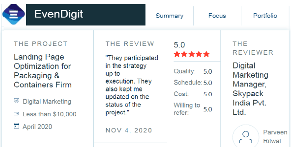 SEO Companies in Bhopal - Evendigit Client Review