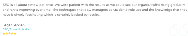 SEO Companies in Kanpur - Maiden Stride Client Review