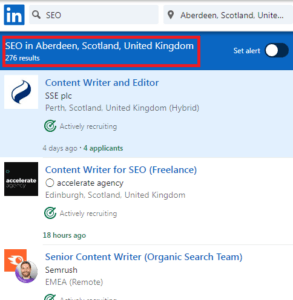 SEO Courses in Aberdeen - Job Statistics