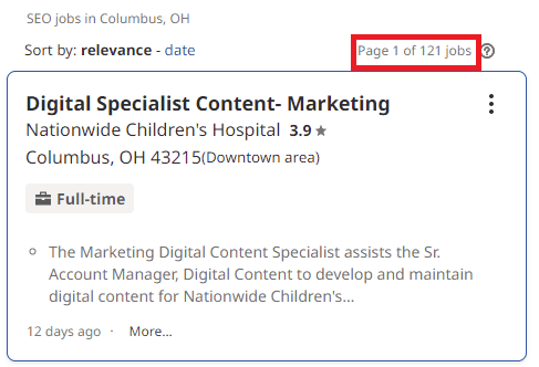 SEO Courses in Akron - Job Statistics