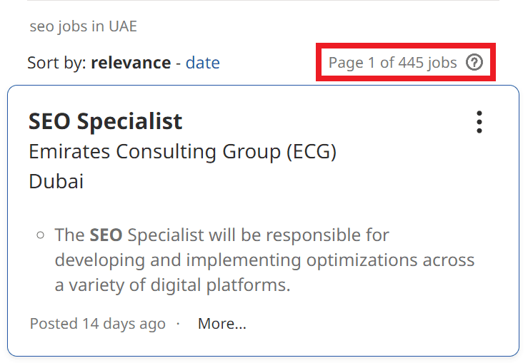 SEO Courses in Al Ain - Job Statistics