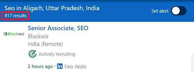 SEO Courses in Aligarh - Job Statistics