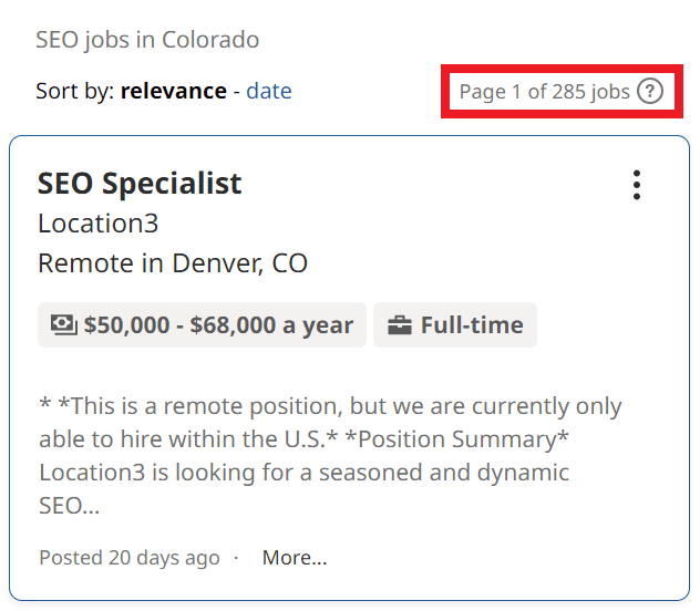 SEO Courses in Amarillo - Job Statistics