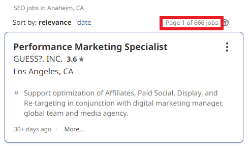 SEO Courses in Anaheim - Job Statistics