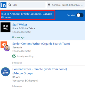 SEO Courses in Anmore - Job Statistics