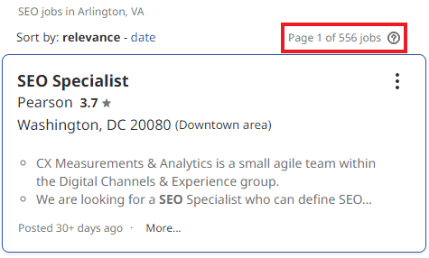 SEO Courses in Arlington - Job Statistics