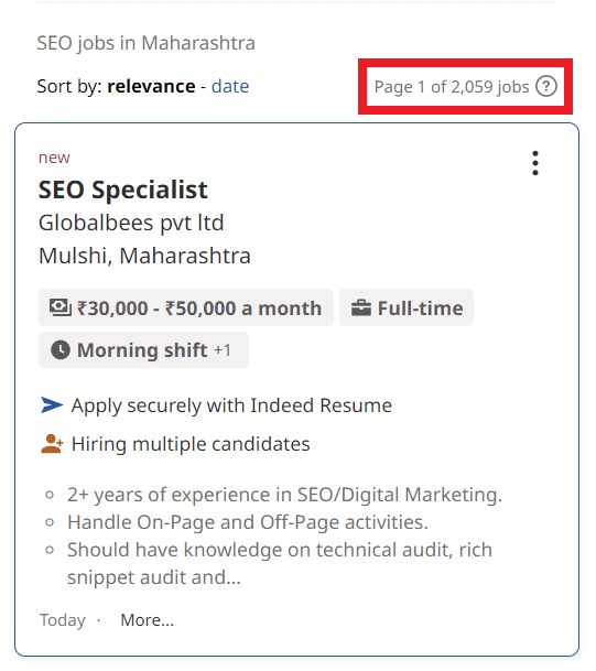 SEO Courses in Aurangabad - Job Statistics