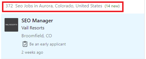 SEO Courses in Aurora - Job Statistics