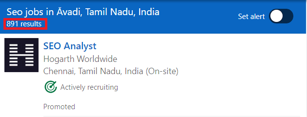 SEO Courses in Avadi - Job Statistics