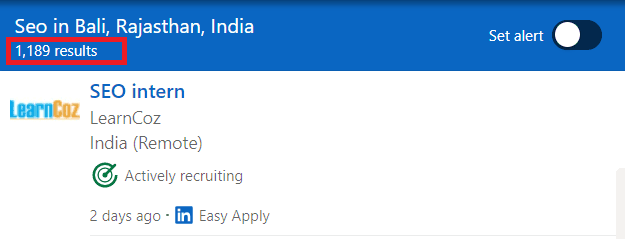 SEO Courses in Bali - Job Statistics