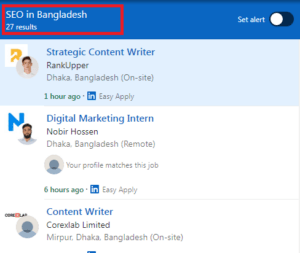 SEO Courses in Narayanganj - Job Statistics
