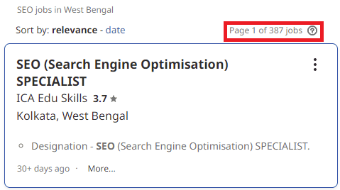 SEO Courses in Bardhaman - Job Statistics
