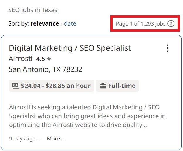 SEO Courses in Baton Rouge - Job Statistics