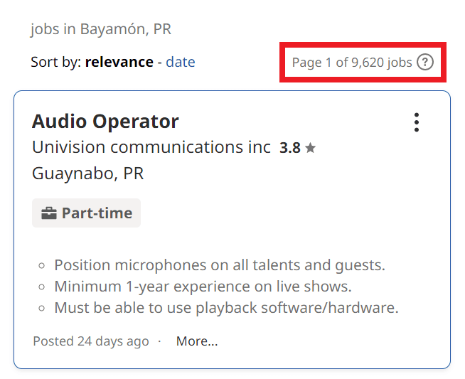 SEO Courses in Bayamon - Job Statistics