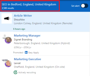 SEO Courses in Bedford - Job Statistics