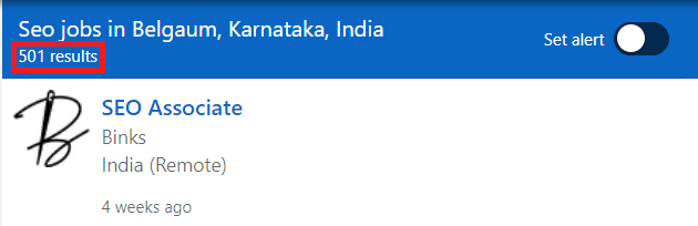 SEO Courses in Belgaum - Job Statistics