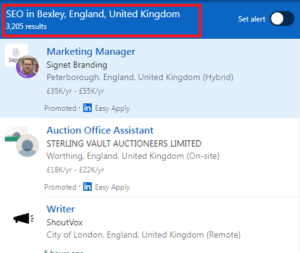 SEO Courses in Bexley - Job Statistics