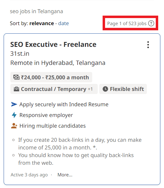 SEO Courses in Bhimavaram - Job Statistics