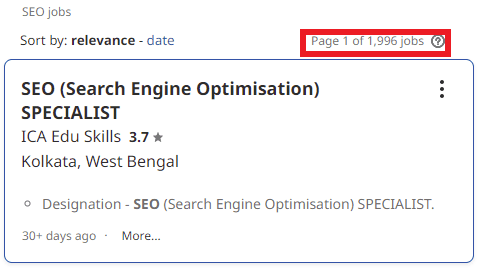 SEO Courses in Bihar Sharif - Job Statistics