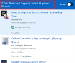 SEO Courses in Blackpool - Job Statistics