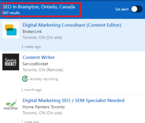 SEO Courses in Brampton - Job Statistics