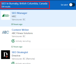 SEO Courses in Burnaby - Job Statistics